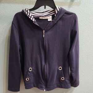 Allyson Whitmore Zip Hoodie Navy and White Women's Medium